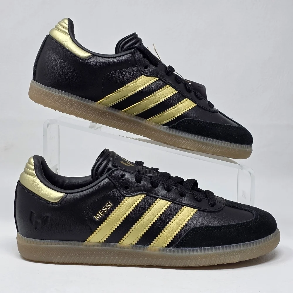 Adidas Samba x Messi J Black/Gold Metallic/Gum JR6349 Soccer Youth Size 5 New